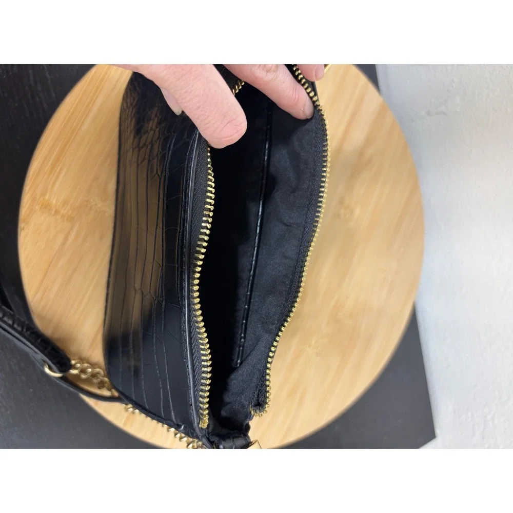 PETA + JAIN‎ Danny Cros Crossbody Bag Women Small Black Embossed Leather